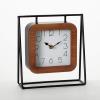 imageSullivans Black Metal Framed Wood Desk Clock Black Cage Design with Wood Details Perfect for Modern Workspaces Bookshelf Decor in Home or Office