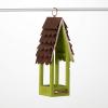 imageSullivans Green WashedWooden Gazebo Bird Feeder with a Shingled Copper Roof Birdwatching Decoration for Outdoor Birdwatching Perfect for Garden Yard Deck and Patio