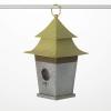 imageSullivans Olive Tiered Roof Metal Birdhouse 1225Inch Bird Feeder Birdwatching Decoration for Outdoor Garden Yard Deck and Patio