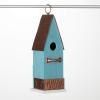 imageSullivans Rustic Blue Birdhouse with Copper Roof 1325Inch Bird Feeder Birdwatching Decoration for Outdoor Garden Yard Deck and Patio