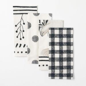 imageSullivans Black and White Multiple Design Tea Towels Set of 4 Quick Drying Dish Towels Perfect for Home Office Kitchen Decor