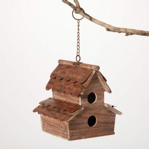 imageSullivans Copper Shingled Double Decker Hanging Birdhouse Set of 2 Bird Feeder Birdwatching Decoration for Outdoor Garden Yard Deck and Patio