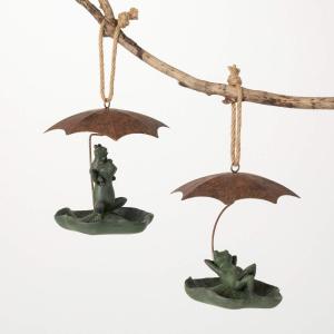 imageSullivans Green Rainy Day Frog Hanging Bird Feeders Set of 2 Birdwatching Decoration for Outdoor Birdwatching Perfect for Garden Yard Deck and Patio