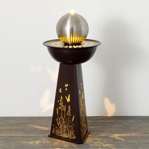 imageSullivans Home Dcor Garden Dcor Water Fountain Outdoor 375quot Auto Pump Copper Gazing Ball Butterfly Pierced Metal Design LED Outdoor Water Fountain Decorations Patio Dcor