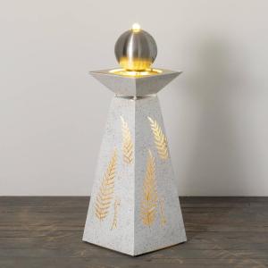 imageSullivans Home Dcor Garden Dcor Water Fountain Outdoor 3925quot Auto Pump White Speckled Gazing Ball Fern Pierced Metal Design LED Outdoor Water Fountain Decorations Patio Dcor