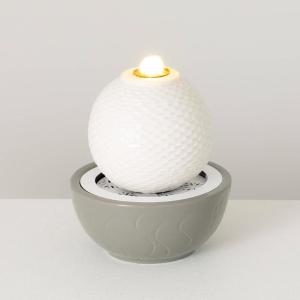 imageSullivans Home Dcor Tabletop Fountain Ceramic Textured White Sphere Design 9quot Gray Base wWhite Auto Pump LED Indoor Outdoor Table Dcor Office Mantel Decorations Garden Patio Outdoor Decor