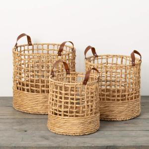 imageSullivans Open Weave Basket Set of 2 Natural Textural Weave Decorative Storage Basket Perfect for Blankets Organization Toys and Gifts