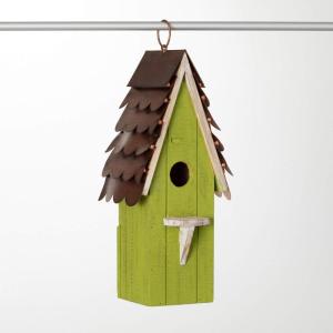 imageSullivans Rustic Green Birdhouse with Copper Roof 1425Inch Bird Feeder Birdwatching Decoration for Outdoor Garden Yard Deck and Patio