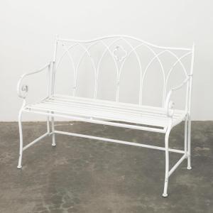 imageSullivans White Metal Design Backrest Garden Bench 2Person Patio Park Bench Slated Seat Perfect for Patio Porch or Garden Decor