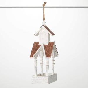 imageSullivans White Washed Wooden Gazebo Bird Feeder with a Hammered Copper Roof Birdwatching Decoration for Outdoor Birdwatching Perfect for Garden Yard Deck and Patio
