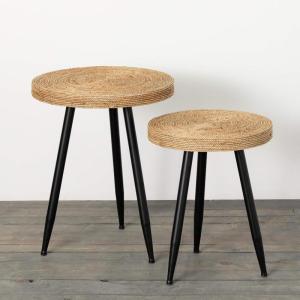 imageSullivans Wood ampamp Seagrass Table Set of 2 Round Side Tables for Sofa Couch Living Room Bedroom and Small Spaces