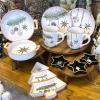 imageSullivans White Ceramic Christmas Cozy Snack Plates Set of 4 Appetizer Dessert Salad and Pasta Holiday Dinnerware Dishes