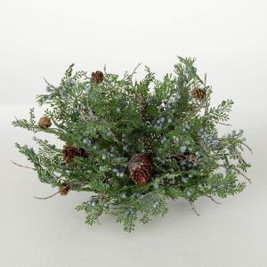 imageSullivans Cedar Pinecone and Blue Berry Orb Artificial Fake Flower Lifelike Bouquet Centerpiece for Home Office Weddings and Gifts Decor