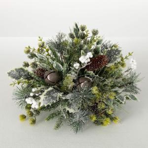imageSullivans Frosted Mixed Jingle Bell and Pinecone Orb Artificial Fake Flower Lifelike Bouquet Centerpiece for Home Office Weddings and Gifts Decor