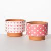 imageSullivans Vase Ceramic Vase Set of 2 Terra Cotta and Pink ampamp White Heart Design Vases Valentines Day Home Dcor for Fake Plants Coffee Table Decor Tabletop Shelf Fireplace Mantel Decoration