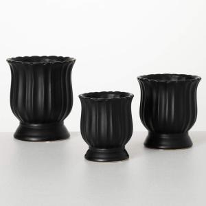 imageSullivans Black Tulip Planter Set of 3 Indoor Planter Pot Kitchen Living Room and Office Home Dcor