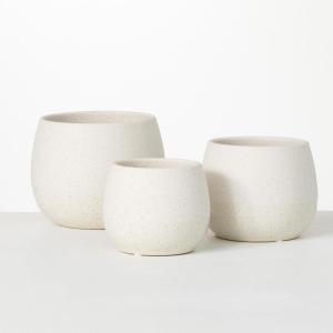 imageSullivans Cream Speckled Round Pot  Set of 3 Indoor Planter Pot Kitchen Living Room and Office Home Dcor