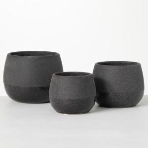 imageSullivans Speckled Black TwoToned Pots  Set of 3 Indoor Planter Pot Kitchen Living Room and Office Home Dcor