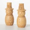 imageSullivans Scandi Snowman Figure Set of 2 Figurine HandCarved WoodLike Resin Statue for Holiday Shelf and Table Decorations
