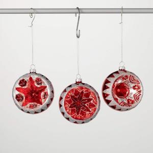 imageSullivans Red Retro Ball Ornament Set of 3 Christmas Dcor Christmas Ornaments Christmas Tree Ornaments Christmas Decorations Indoor