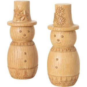 imageSullivans Scandi Snowman Figure Set of 2 Figurine HandCarved WoodLike Resin Statue for Holiday Shelf and Table Decorations