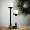 imageSullivans Black Metal Bell Shaped Pillar Candle Holder Set of 2 Decorative Candle Holders for Table Centerpiece Perfect for Home Decor Weddings Dinning and Gifts