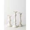 imageSullivans Distressed White Pillar Candle Holder Set of 3 Ceramic Decorative Candle Holders for Table Centerpiece Perfect for Home Decor Weddings Dinning and Gifts