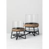 imageSullivans Glass Pillar Candle Holder Stand Set 2 Black Metal Stand Decorative Candle Holders for Table Centerpiece Perfect for Home Decor Weddings Dinning and Gifts