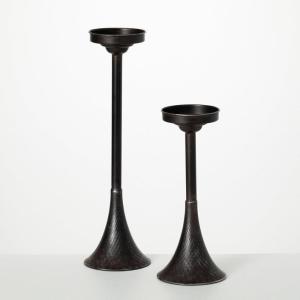 imageSullivans Black Metal Bell Shaped Pillar Candle Holder Set of 2 Decorative Candle Holders for Table Centerpiece Perfect for Home Decor Weddings Dinning and Gifts