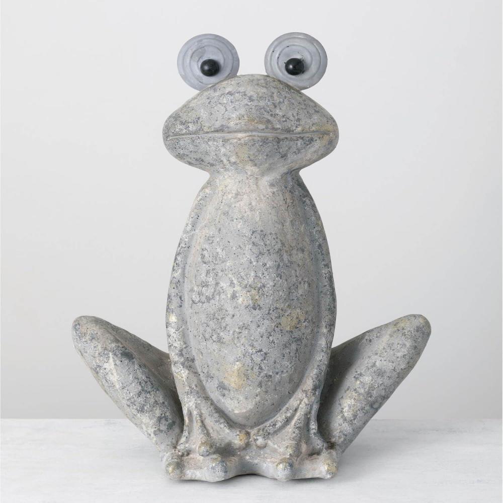 imageSulivans Big Eyed Gray Frog Garden Statue Perfect for a Table Centerpiece Mantels and Shelf Decoration Indoor or Outdoor Spring Decor for Home Office Patio and Lawn