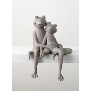 imageSulivans Sitting Gray Frog Couple Figurine Garden Statue Perfect for a Table Centerpiece Mantels and Shelf Decoration Indoor or Outdoor Spring Decor for Home Office Patio and Lawn