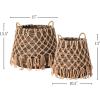 imageSullivans Decorative Boho Storage Baskets with Handles Set of 2  Handwoven Wicker Baskets with Macrame Detail Boho Chic Home Dcor for Living Room Bedroom ampamp More