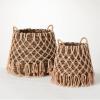 imageSullivans Decorative Boho Storage Baskets with Handles Set of 2  Handwoven Wicker Baskets with Macrame Detail Boho Chic Home Dcor for Living Room Bedroom ampamp More