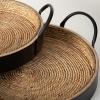 imageSullivans Black ampamp Natural Wood Woven Seagrass Serving Tray with Black Metal Handles Set of 2 Decorative Ottoman Serving Tray Perfect for Home Office Kitchen Coffee Table Decor