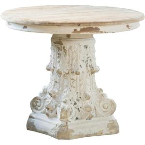imageSullivans Table Round Cream TOP PEDSTL BTM Round Pedestal Table Whitewashed Wood Artistic Accent Garden Table for Outside Decor