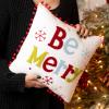imageSullivans 14x14 Be Merry Holiday Toss Pillow Christmas Plush Pillow Couch Throw Pillows Adorable Holiday Cushion Decorative Pillows for Indoor Christmas DcorBe Merry