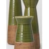 imageSullivans Ceramic Vase Set of 3 Glaze Dipped Green with Exposed Brown Bottom Dcor for Living Room Kitchen Office Home Decorations CM2929
