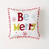 imageSullivans 14x14 Be Merry Holiday Toss Pillow Christmas Plush Pillow Couch Throw Pillows Adorable Holiday Cushion Decorative Pillows for Indoor Christmas DcorBe Merry