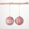 imageSullivans Red Embossed Ball Ornament Multicolor 4quot H Glass Set of 2 Christmas Dcor Christmas Tree Dcor Ornament Set Christmas Decorations