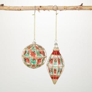 imageSullivans Faceted Vintage Ornament Multicolor 4quot H Glass Set of 2 Christmas Dcor Christmas Tree Dcor Ornament Set Christmas Decorations