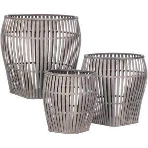 imageSullivans MET1088 Cylindrical Wire Large Basket Storage Containers with Handles Black 195 to 22 Inches Each Set of 3Bamboo