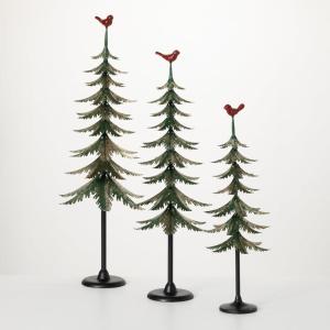 imageSullivans Red Cardinal Topped Green Pine Tree Figurine Statues Set of 3 Home Decor for Living Room Bookshelf Shelf Decor Accents Figurines for Office Table or Desk