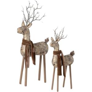 imageSullivans Bronze Rustic Deer with Scarves Figurine Winter Statues Set of 2 Home Decor for Living Room Bookshelf Shelf Decor Accents Figurines for Office Table or Desk