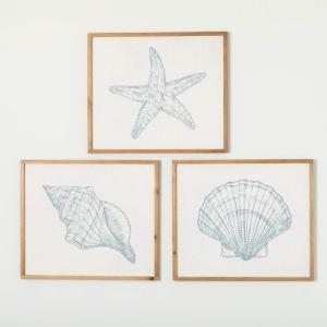 imageSullivans Wall Dcor Wall Art Coastal Seashell 24quot Beach Coastal Decor Soft Blue Illustration Sea Shells Icon with Wood Frame Rustic Artwork Decorations Hanging Art for Bedroom Office Home Bathroom