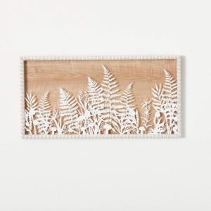 imageSullivans Wall Dcor Wall Art Glass Fern Decor 2425quot White Fern ampamp Mushroom Design Fern Printed on Glass ampamp Natural Wood Background Textured Artwork Rustic Cottage Core Decor Decorations Hanging Art Bedroom Office Home
