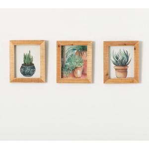 imageSullivans Wall Decor Wall Art Plant Shadow Box Set of 3 12quot Single Plants Ivory Back Shadow Box Effect Wood Frame Rustic Textured Decorations Hanging Art for Bedroom Office Home Dcor