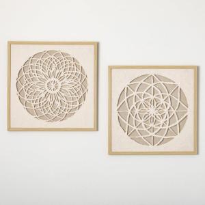 imageSullivans Wood Framed Pattern Canvas Wall Art Decor Set of 2 Rustic Vintage Farmhouse Artwork Decoration Perfect for Office Living Rooms Dining Rooms Kitchens and Bathrooms