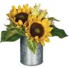 imageSullivans Artificial Sunflower Centerpieces for Tables in Galvanized Metal Pot  Yellow Sunflower Decorations for Home Plastic Fake Potted Flowers