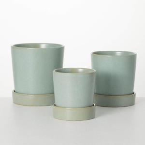 imageSullivans Ceramic Blue Planter with Saucer Set of 3 Outdoor Decor Patio Decor Patio Accessories and Decor Garden DecorBlue
