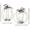 imageSullivans White Distressed Beaded Pumpkin Pillar Candle Holder Set of 2 Decorative Candle Holders for Table Centerpiece Perfect for Home Decor Weddings Dinning and Gifts